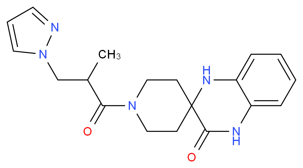 1-[2-methyl-3-(1H-pyrazol-1-yl)propanoyl]-1',4'-dihydro-3'H-spiro[piperidine-4,2'-quinoxalin]-3'-one_分子结构_CAS_)