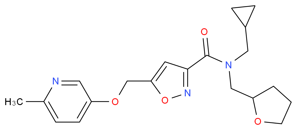 N-(cyclopropylmethyl)-5-{[(6-methyl-3-pyridinyl)oxy]methyl}-N-(tetrahydro-2-furanylmethyl)-3-isoxazolecarboxamide_分子结构_CAS_)