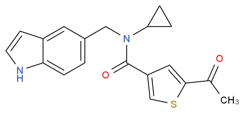 5-acetyl-N-cyclopropyl-N-(1H-indol-5-ylmethyl)thiophene-3-carboxamide_分子结构_CAS_)