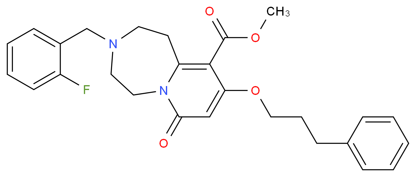 methyl 3-(2-fluorobenzyl)-7-oxo-9-(3-phenylpropoxy)-1,2,3,4,5,7-hexahydropyrido[1,2-d][1,4]diazepine-10-carboxylate_分子结构_CAS_)