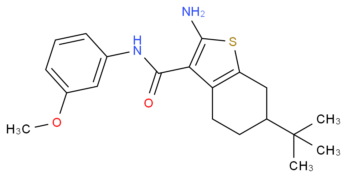 2-Amino-6-tert-butyl-N-(3-methoxyphenyl)-4,5,6,7-tetrahydrobenzo[b]thiophene-3-carboxamide_分子结构_CAS_)
