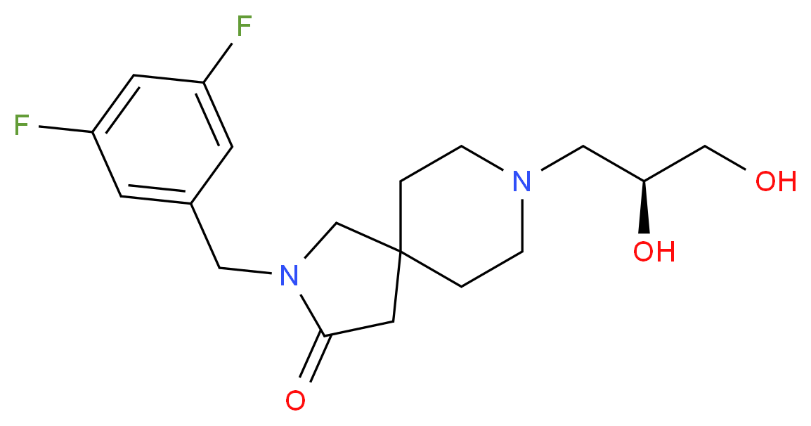2-(3,5-difluorobenzyl)-8-[(2S)-2,3-dihydroxypropyl]-2,8-diazaspiro[4.5]decan-3-one_分子结构_CAS_)