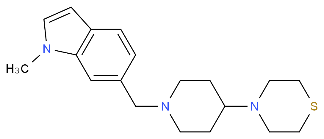 1-methyl-6-[(4-thiomorpholin-4-ylpiperidin-1-yl)methyl]-1H-indole_分子结构_CAS_)