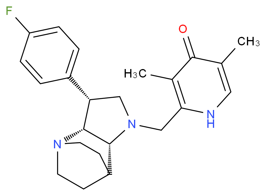 2-{[(3R*,3aR*,7aR*)-3-(4-fluorophenyl)hexahydro-4,7-ethanopyrrolo[3,2-b]pyridin-1(2H)-yl]methyl}-3,5-dimethylpyridin-4(1H)-one_分子结构_CAS_)