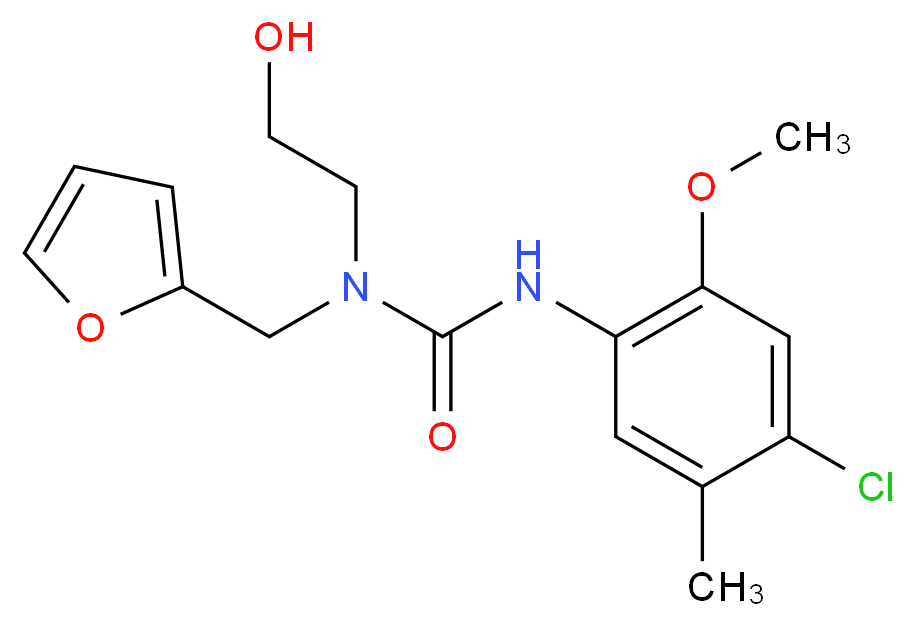 N'-(4-chloro-2-methoxy-5-methylphenyl)-N-(2-furylmethyl)-N-(2-hydroxyethyl)urea_分子结构_CAS_)