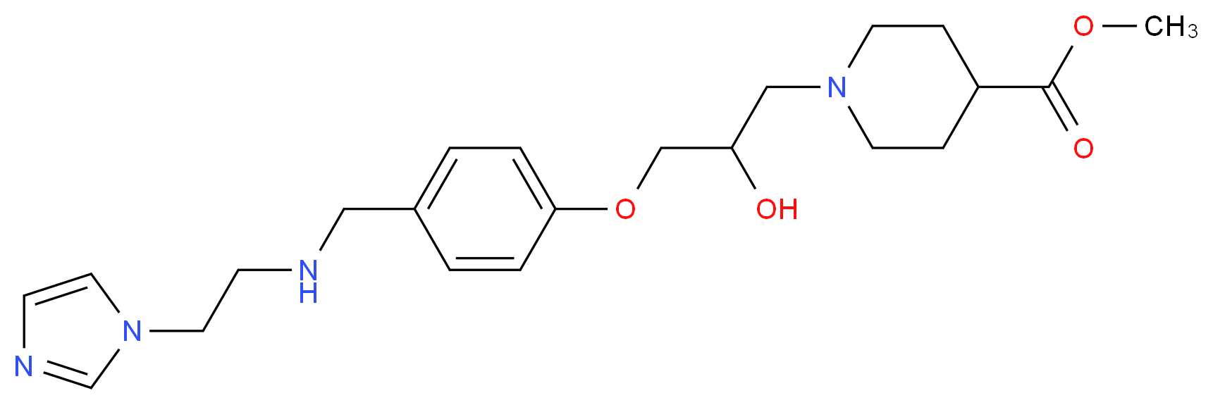 methyl 1-{2-hydroxy-3-[4-({[2-(1H-imidazol-1-yl)ethyl]amino}methyl)phenoxy]propyl}-4-piperidinecarboxylate_分子结构_CAS_)