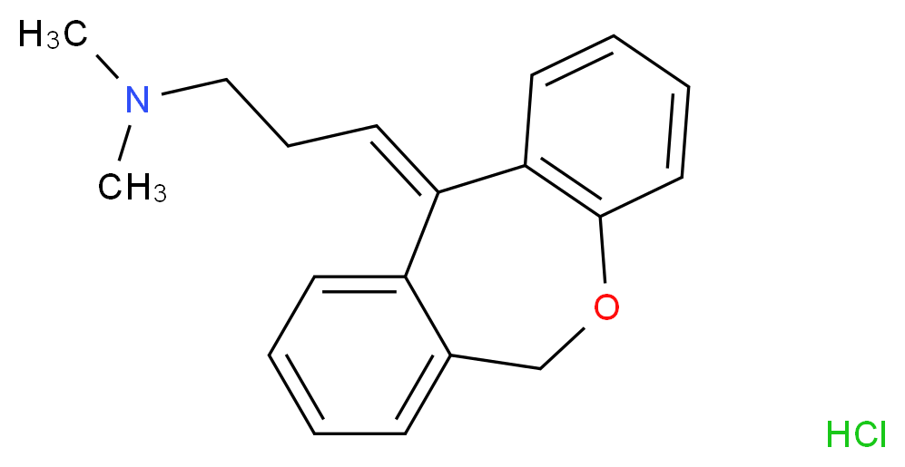 dimethyl({3-[(2E)-9-oxatricyclo[9.4.0.0<sup>3</sup>,<sup>8</sup>]pentadeca-1(15),3(8),4,6,11,13-hexaen-2-ylidene]propyl})amine hydrochloride_分子结构_CAS_1229-29-4