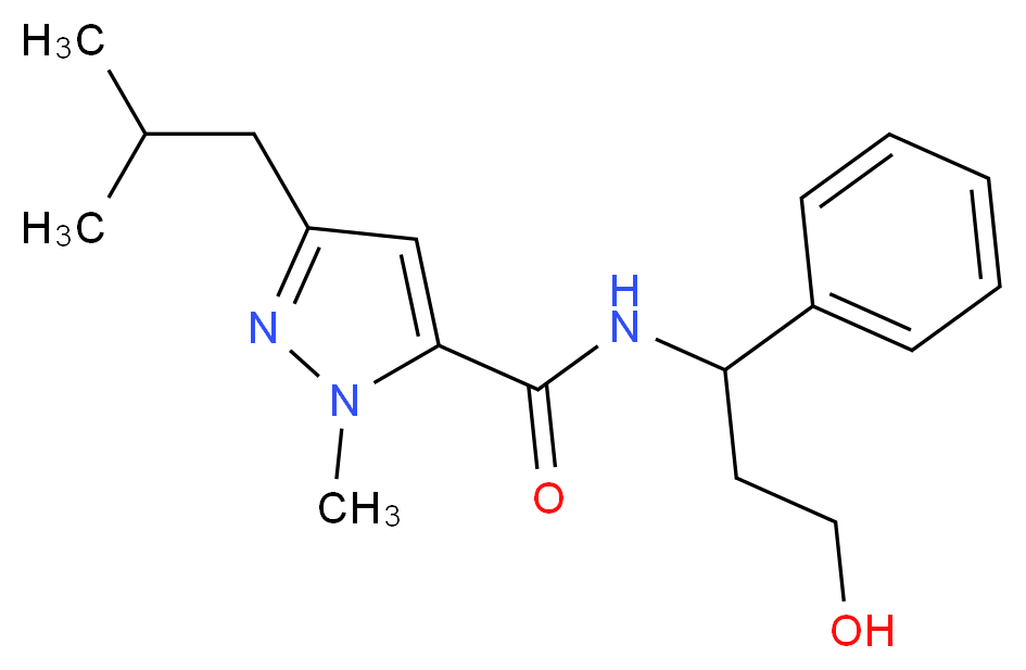 N-(3-hydroxy-1-phenylpropyl)-3-isobutyl-1-methyl-1H-pyrazole-5-carboxamide_分子结构_CAS_)
