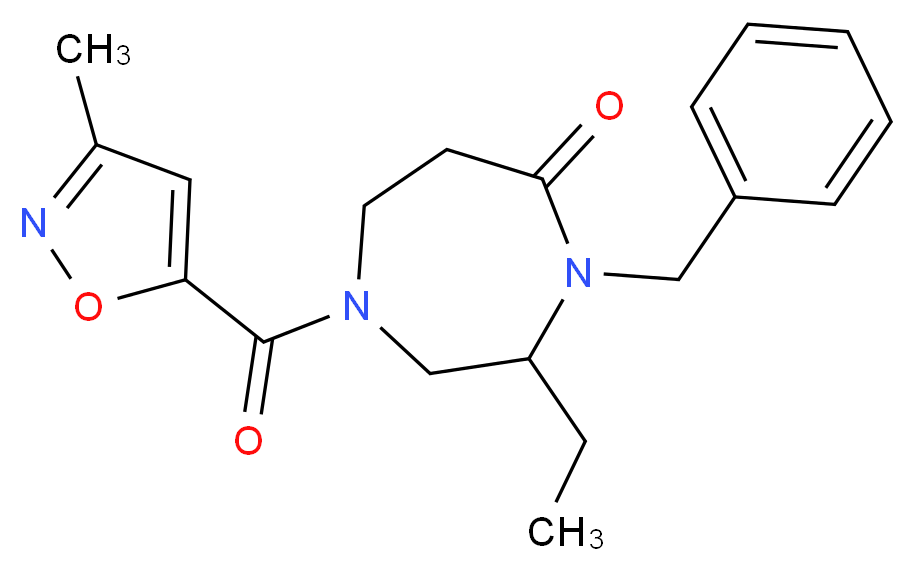 4-benzyl-3-ethyl-1-[(3-methyl-5-isoxazolyl)carbonyl]-1,4-diazepan-5-one_分子结构_CAS_)