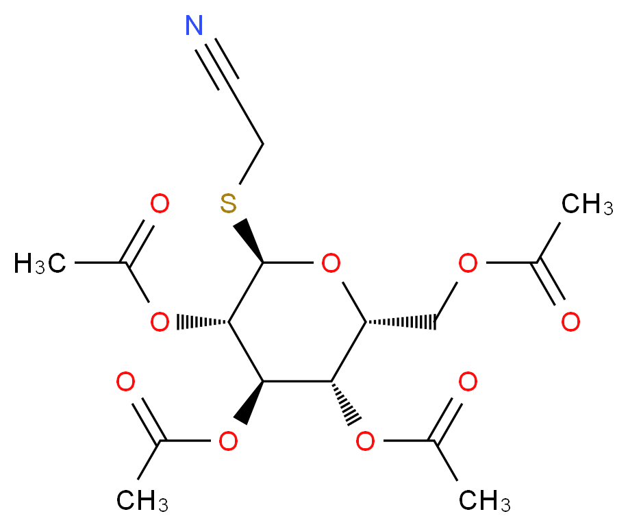 [(2R,3S,4R,5S,6R)-3,4,5-tris(acetyloxy)-6-[(cyanomethyl)sulfanyl]oxan-2-yl]methyl acetate_分子结构_CAS_61145-33-3