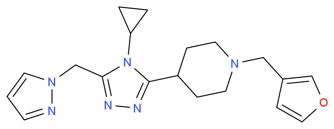 4-[4-cyclopropyl-5-(1H-pyrazol-1-ylmethyl)-4H-1,2,4-triazol-3-yl]-1-(3-furylmethyl)piperidine_分子结构_CAS_)