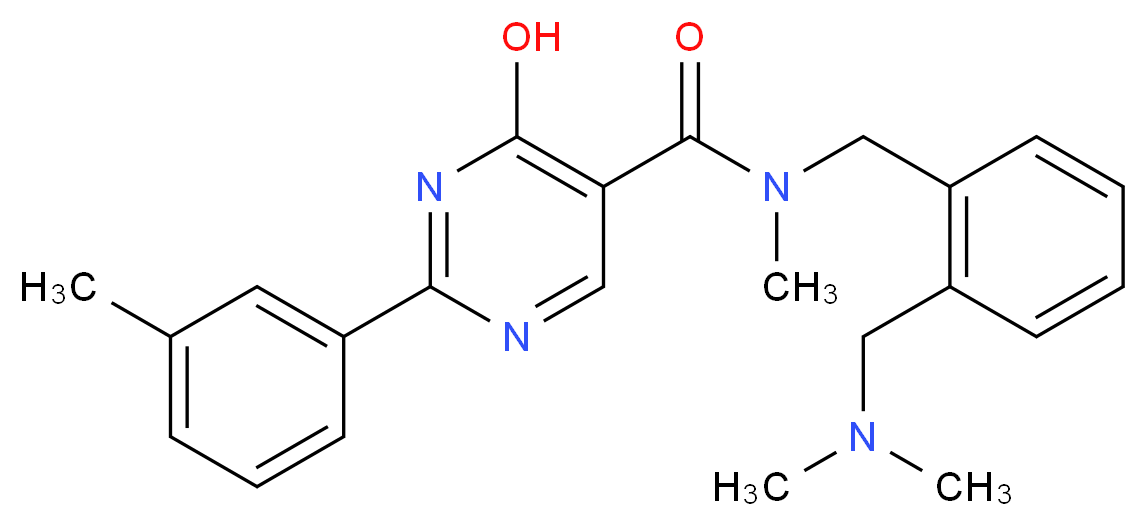 N-{2-[(dimethylamino)methyl]benzyl}-4-hydroxy-N-methyl-2-(3-methylphenyl)pyrimidine-5-carboxamide_分子结构_CAS_)