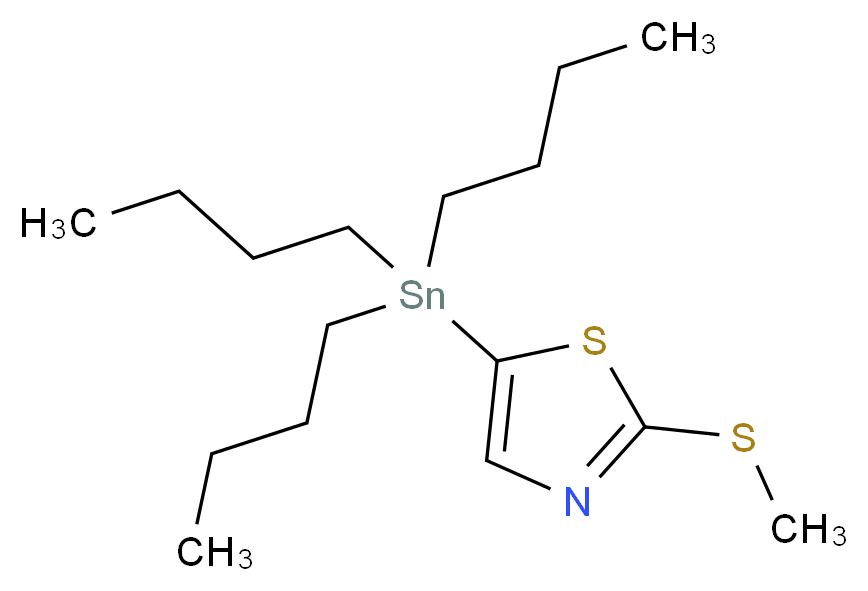 2-(Methylthio)-5-(tributylstannyl)thiazole_分子结构_CAS_157025-34-8)