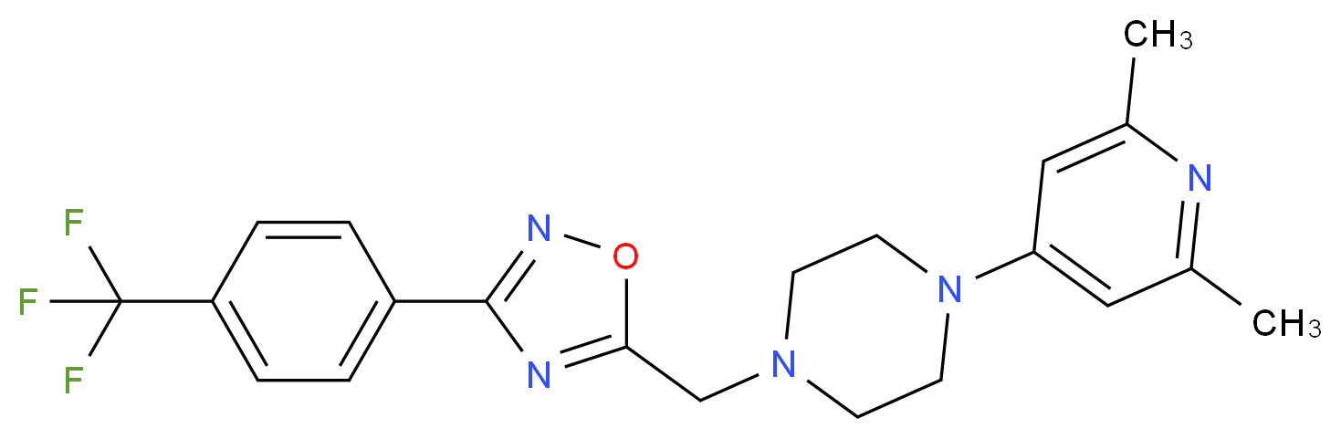 1-(2,6-dimethyl-4-pyridinyl)-4-({3-[4-(trifluoromethyl)phenyl]-1,2,4-oxadiazol-5-yl}methyl)piperazine_分子结构_CAS_)