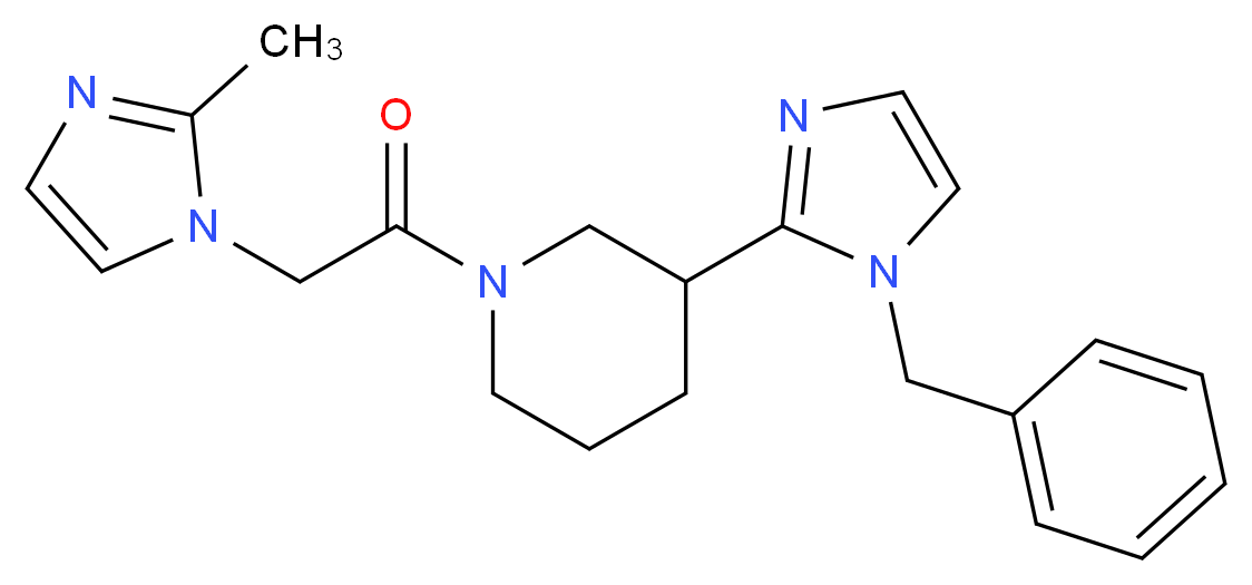 3-(1-benzyl-1H-imidazol-2-yl)-1-[(2-methyl-1H-imidazol-1-yl)acetyl]piperidine_分子结构_CAS_)
