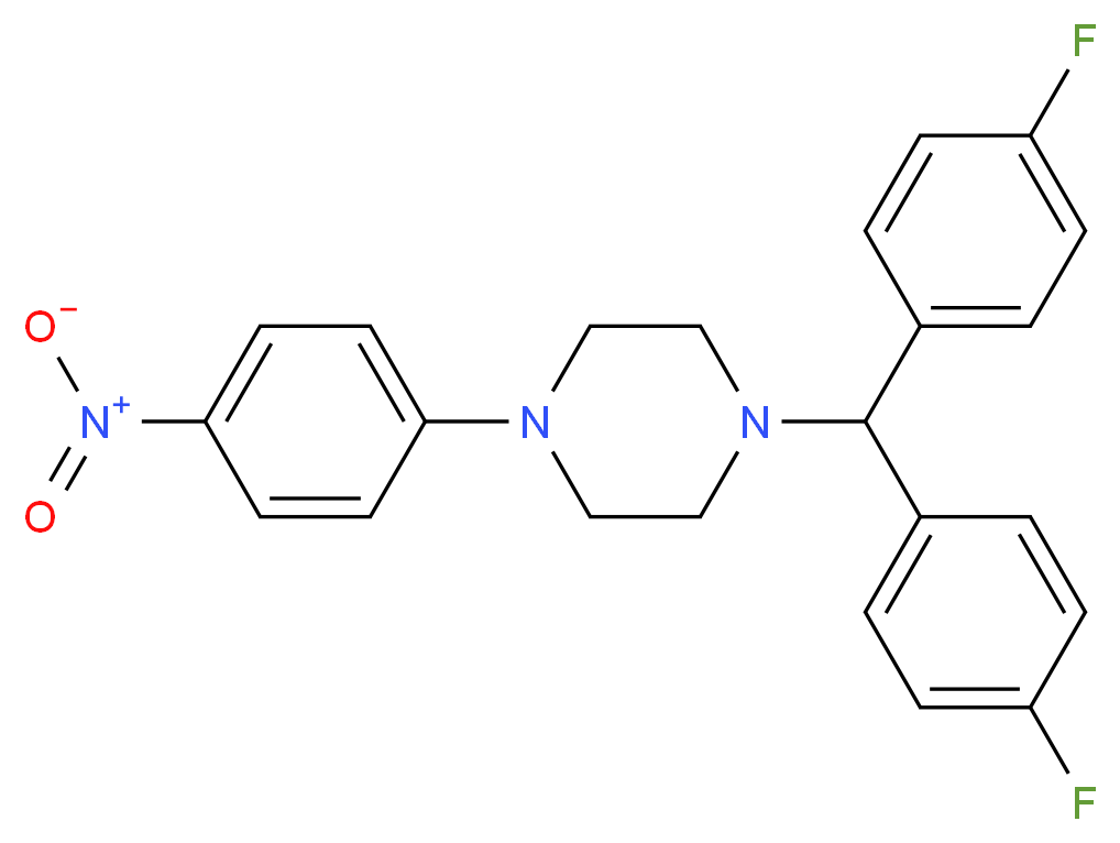 1-[Bis(4-fluorophenyl)methyl]-4-(4-nitrophenyl)piperazine_分子结构_CAS_851472-82-7)