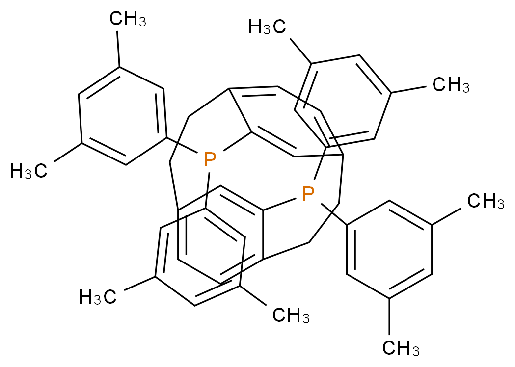 {14-[bis(3,5-dimethylphenyl)phosphanyl]tricyclo[8.2.2.2<sup>4</sup>,<sup>7</sup>]hexadeca-1(12),4,6,10,13,15-hexaen-5-yl}bis(3,5-dimethylphenyl)phosphane_分子结构_CAS_325168-89-6