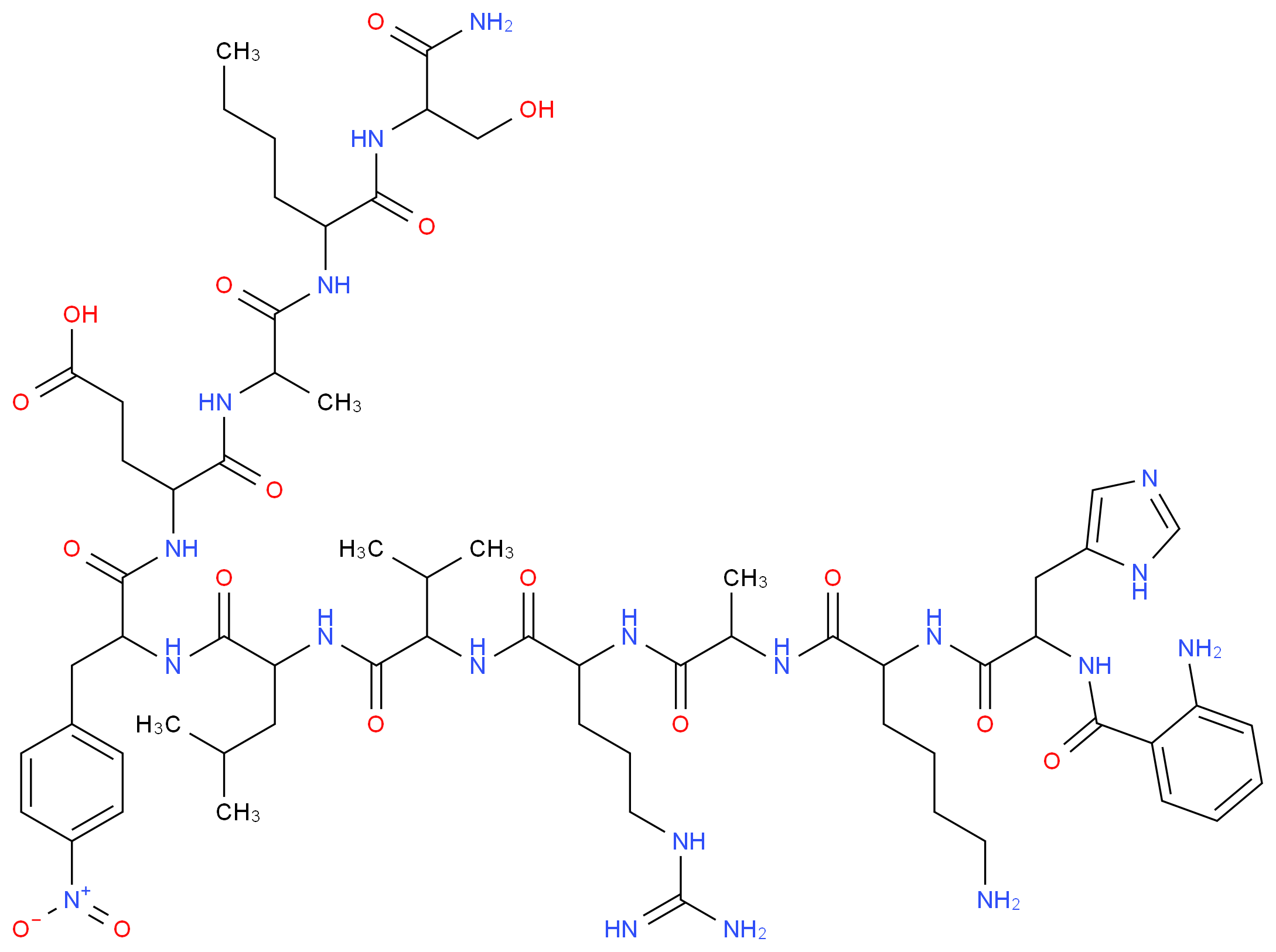 Anthranilyl-His-Lys-Ala-Arg-Val-Leu-p-nitro-Phe-Glu-Ala-Nle-Ser amide_分子结构_CAS_138668-80-1)