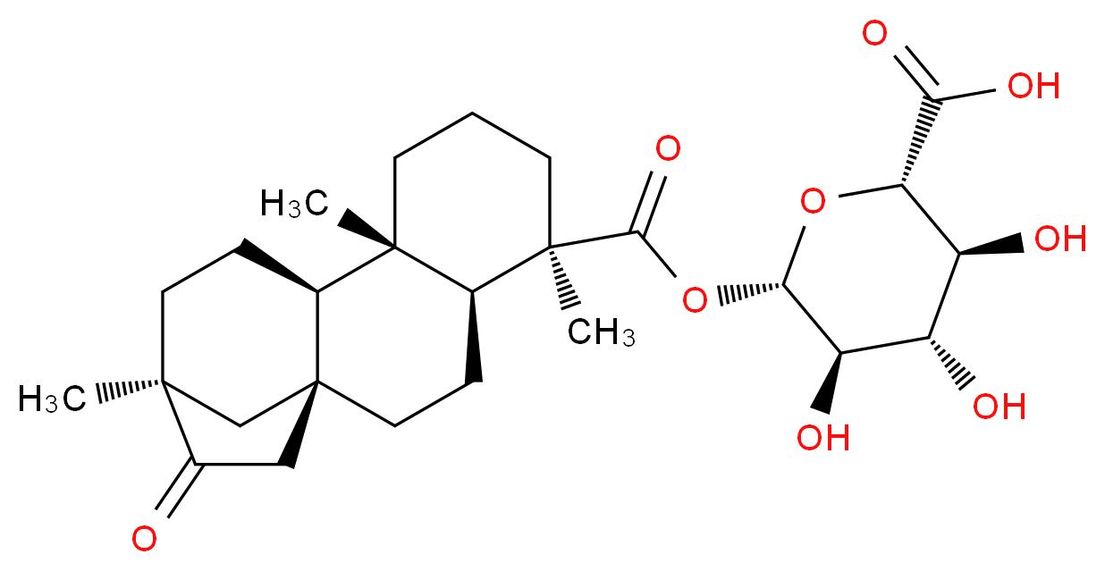 (2S,3S,4S,5R,6S)-3,4,5-trihydroxy-6-[(1R,4S,5R,9S,10R,13S)-5,9,13-trimethyl-14-oxotetracyclo[11.2.1.0<sup>1</sup>,<sup>1</sup><sup>0</sup>.0<sup>4</sup>,<sup>9</sup>]hexadecane-5-carbonyloxy]oxane-2-carboxylic acid_分子结构_CAS_1080018-94-5