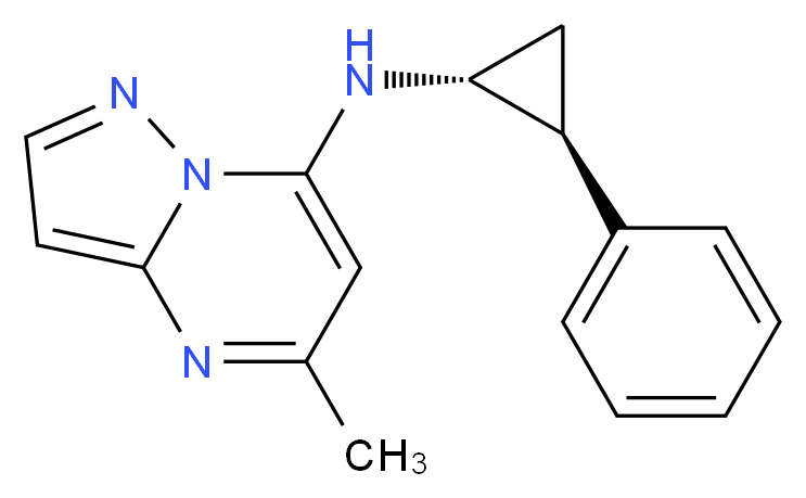 5-methyl-N-[(1R*,2S*)-2-phenylcyclopropyl]pyrazolo[1,5-a]pyrimidin-7-amine_分子结构_CAS_)