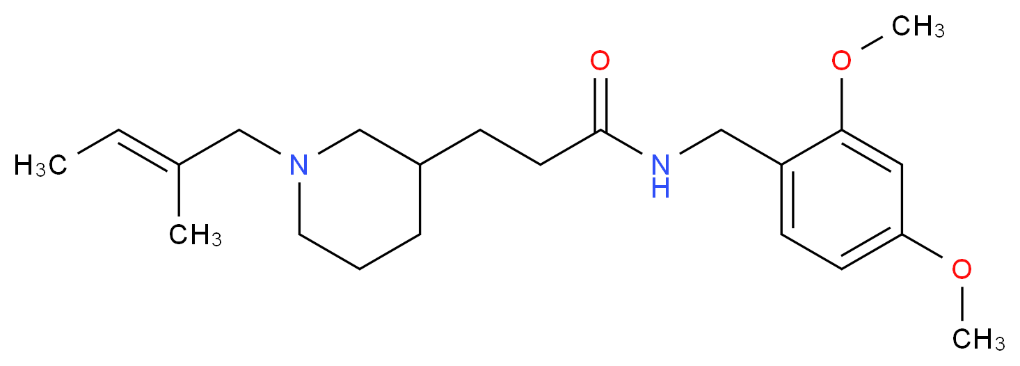 N-(2,4-dimethoxybenzyl)-3-{1-[(2E)-2-methyl-2-buten-1-yl]-3-piperidinyl}propanamide_分子结构_CAS_)