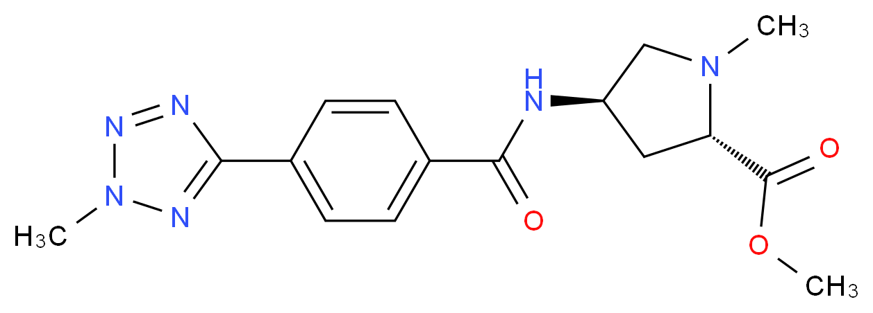 methyl (2S,4R)-1-methyl-4-{[4-(2-methyl-2H-tetrazol-5-yl)benzoyl]amino}pyrrolidine-2-carboxylate_分子结构_CAS_)
