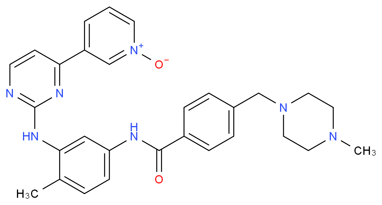 3-{2-[(2-methyl-5-{4-[(4-methylpiperazin-1-yl)methyl]benzamido}phenyl)amino]pyrimidin-4-yl}pyridin-1-ium-1-olate_分子结构_CAS_571186-92-0