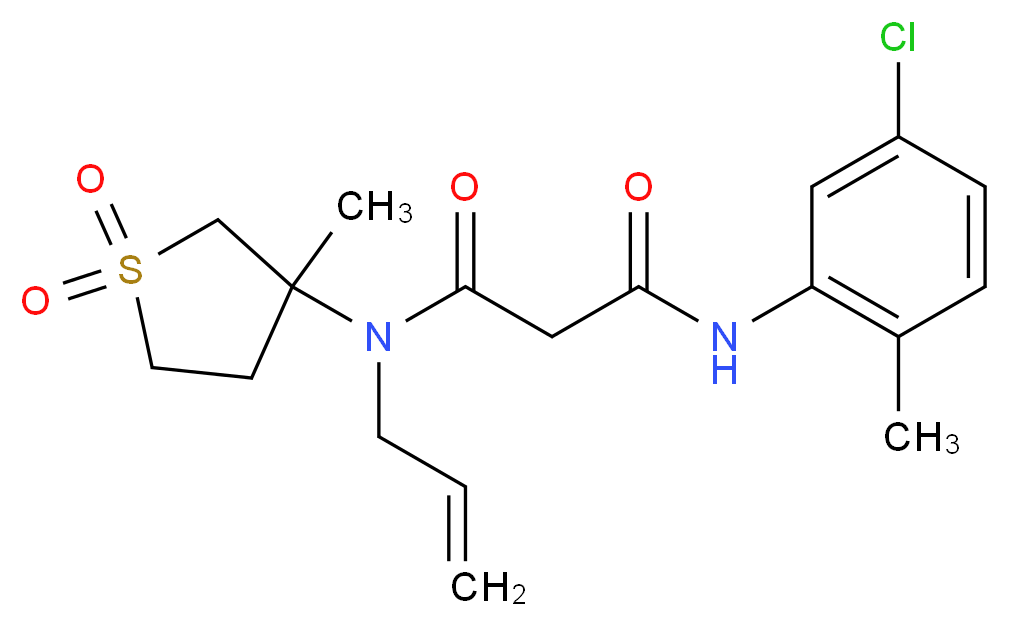 N-allyl-N'-(5-chloro-2-methylphenyl)-N-(3-methyl-1,1-dioxidotetrahydro-3-thienyl)malonamide_分子结构_CAS_)