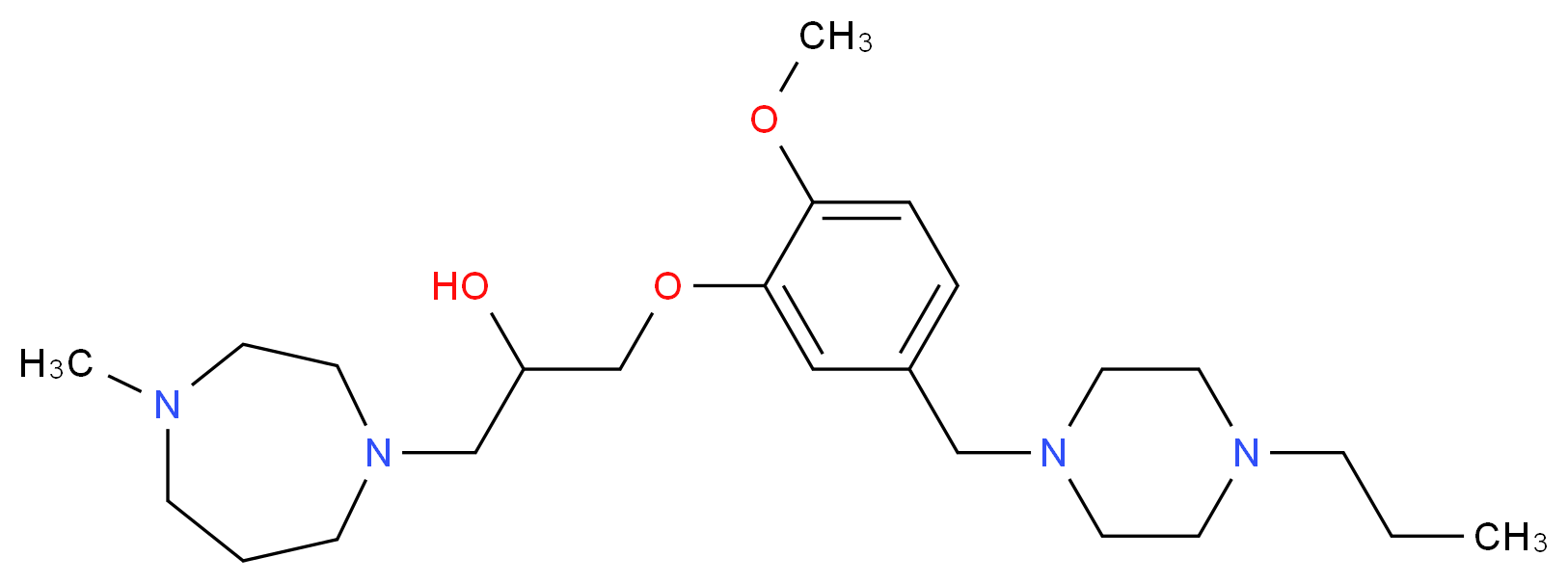 1-{2-methoxy-5-[(4-propyl-1-piperazinyl)methyl]phenoxy}-3-(4-methyl-1,4-diazepan-1-yl)-2-propanol_分子结构_CAS_)