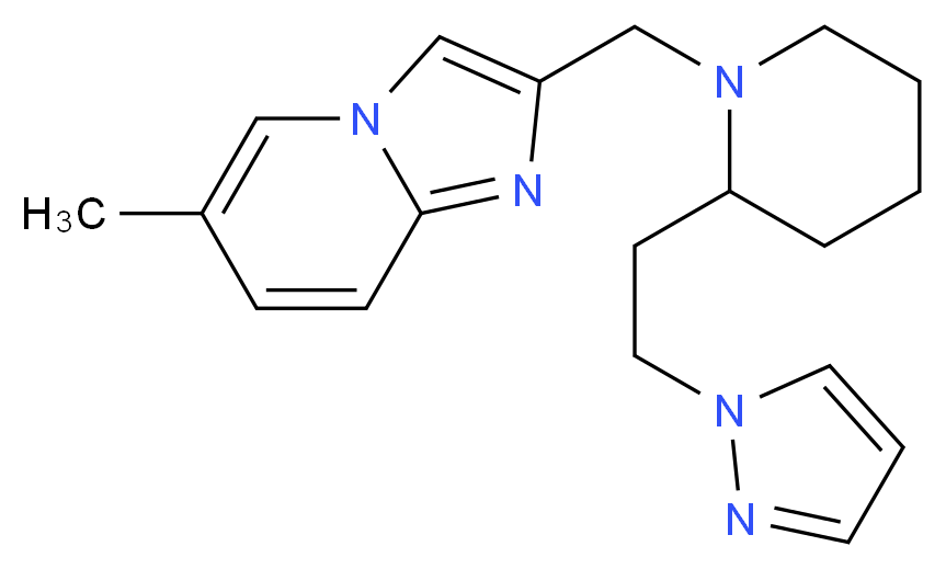 6-methyl-2-({2-[2-(1H-pyrazol-1-yl)ethyl]-1-piperidinyl}methyl)imidazo[1,2-a]pyridine_分子结构_CAS_)