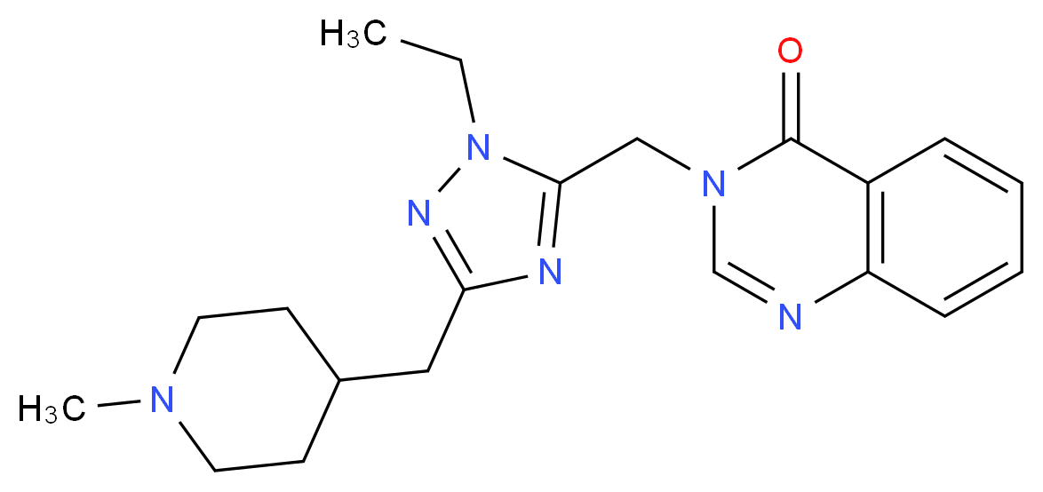 3-({1-ethyl-3-[(1-methylpiperidin-4-yl)methyl]-1H-1,2,4-triazol-5-yl}methyl)quinazolin-4(3H)-one_分子结构_CAS_)