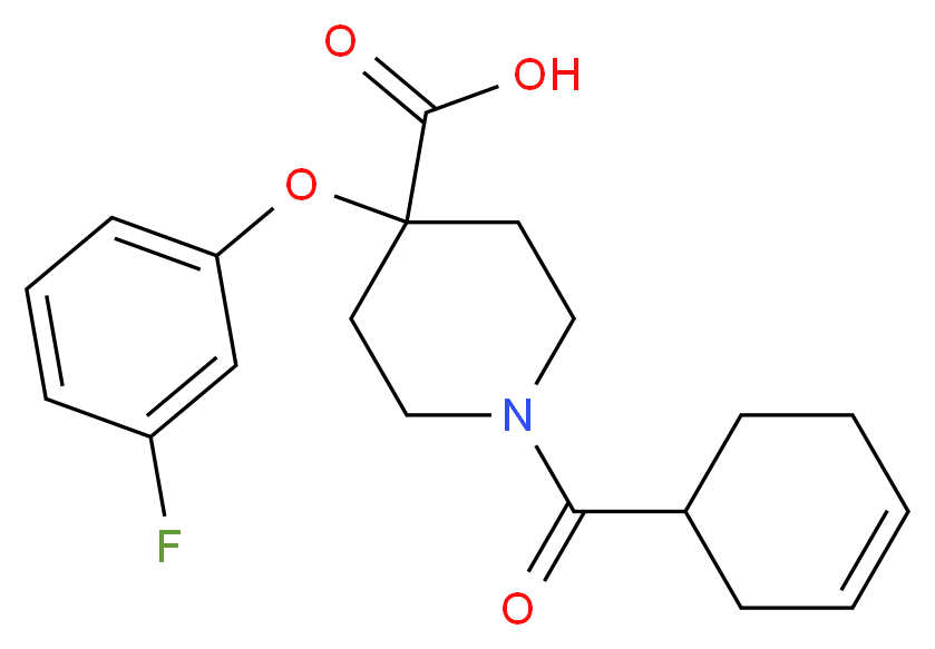 1-(cyclohex-3-en-1-ylcarbonyl)-4-(3-fluorophenoxy)piperidine-4-carboxylic acid_分子结构_CAS_)