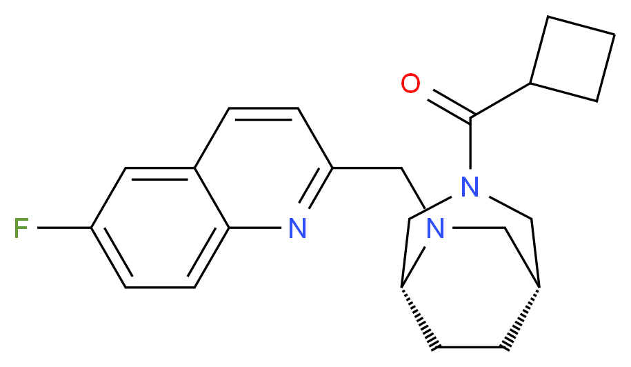 2-{[(1R*,5R*)-3-(cyclobutylcarbonyl)-3,6-diazabicyclo[3.2.2]non-6-yl]methyl}-6-fluoroquinoline_分子结构_CAS_)