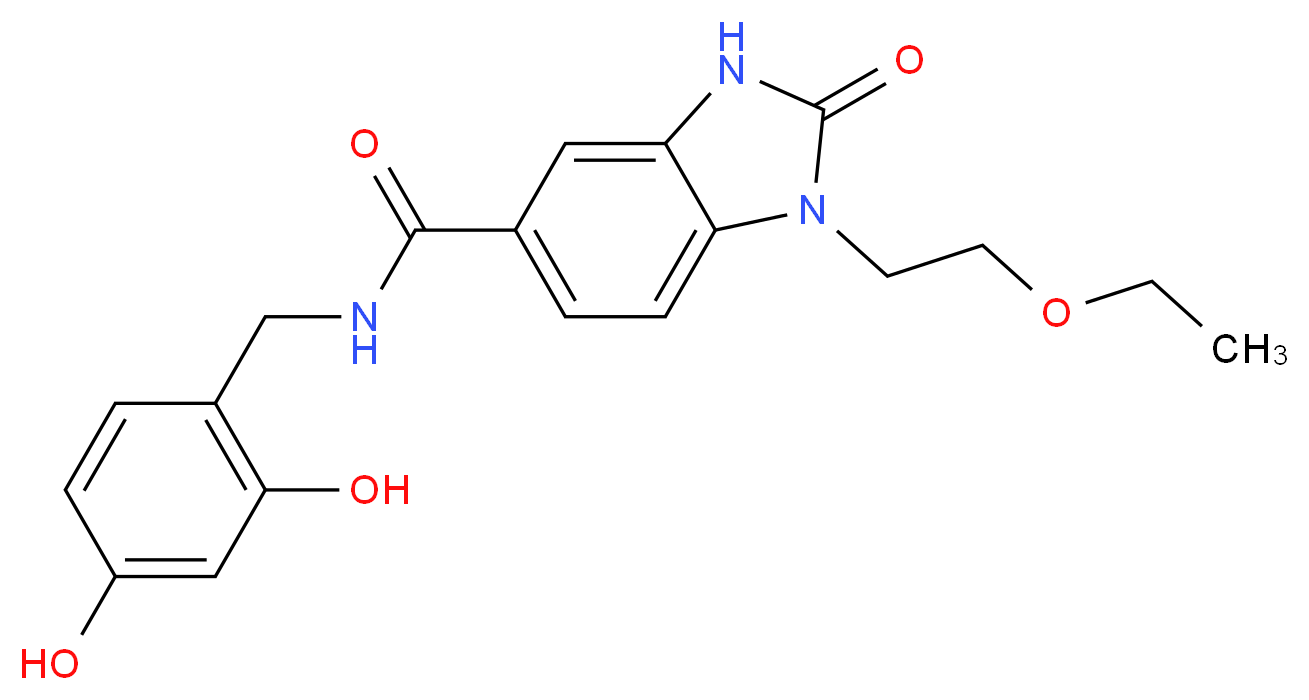 N-(2,4-dihydroxybenzyl)-1-(2-ethoxyethyl)-2-oxo-2,3-dihydro-1H-benzimidazole-5-carboxamide_分子结构_CAS_)