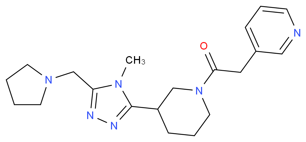 3-(2-{3-[4-methyl-5-(pyrrolidin-1-ylmethyl)-4H-1,2,4-triazol-3-yl]piperidin-1-yl}-2-oxoethyl)pyridine_分子结构_CAS_)