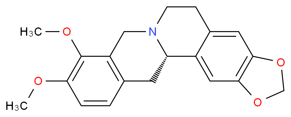 (1S)-16,17-dimethoxy-5,7-dioxa-13-azapentacyclo[11.8.0.0<sup>2</sup>,<sup>1</sup><sup>0</sup>.0<sup>4</sup>,<sup>8</sup>.0<sup>1</sup><sup>5</sup>,<sup>2</sup><sup>0</sup>]henicosa-2,4(8),9,15(20),16,18-hexaene_分子结构_CAS_5096-57-1