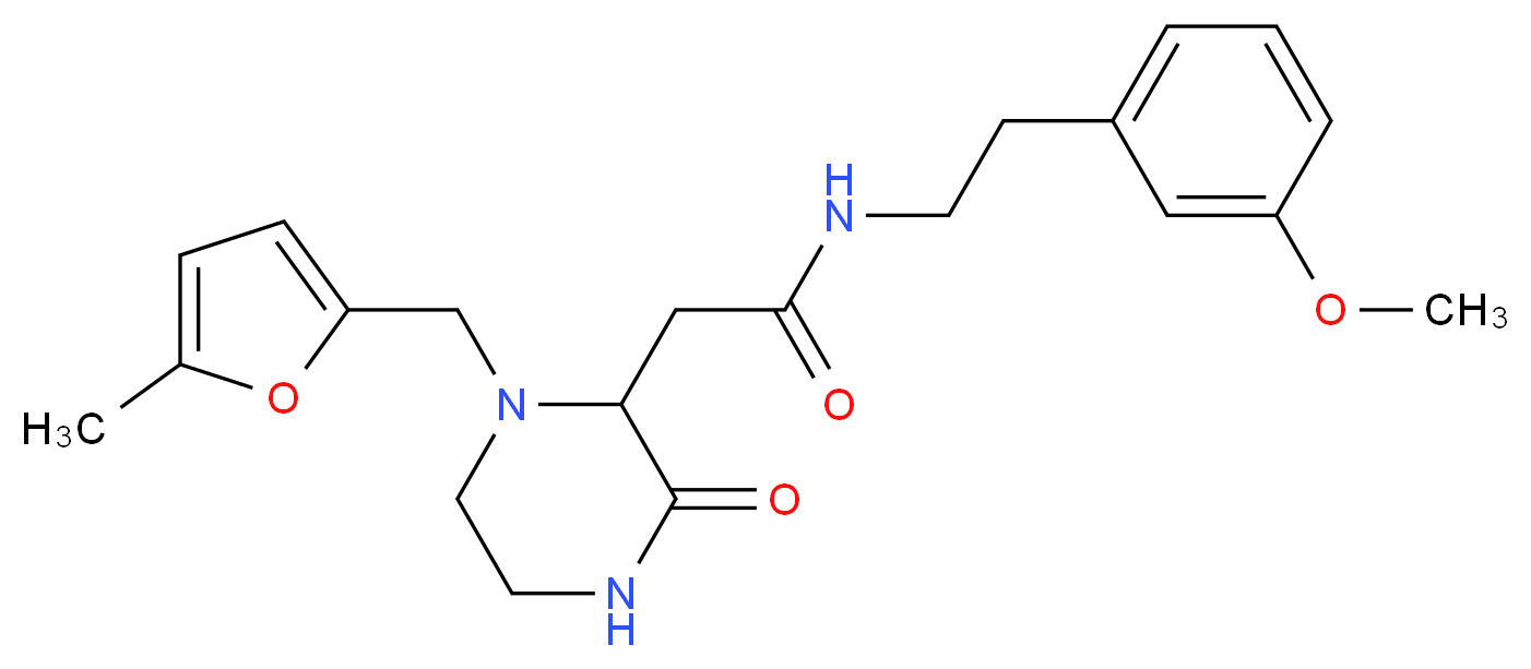 N-[2-(3-methoxyphenyl)ethyl]-2-{1-[(5-methyl-2-furyl)methyl]-3-oxo-2-piperazinyl}acetamide_分子结构_CAS_)