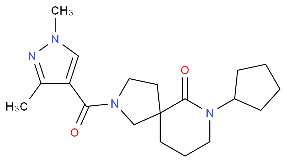 7-cyclopentyl-2-[(1,3-dimethyl-1H-pyrazol-4-yl)carbonyl]-2,7-diazaspiro[4.5]decan-6-one_分子结构_CAS_)