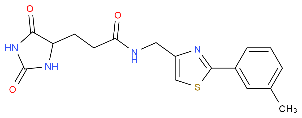 3-(2,5-dioxo-4-imidazolidinyl)-N-{[2-(3-methylphenyl)-1,3-thiazol-4-yl]methyl}propanamide_分子结构_CAS_)