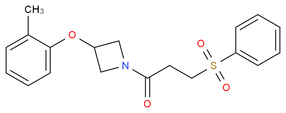 3-(2-methylphenoxy)-1-[3-(phenylsulfonyl)propanoyl]azetidine_分子结构_CAS_)