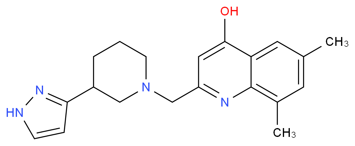 6,8-dimethyl-2-{[3-(1H-pyrazol-3-yl)piperidin-1-yl]methyl}quinolin-4-ol_分子结构_CAS_)
