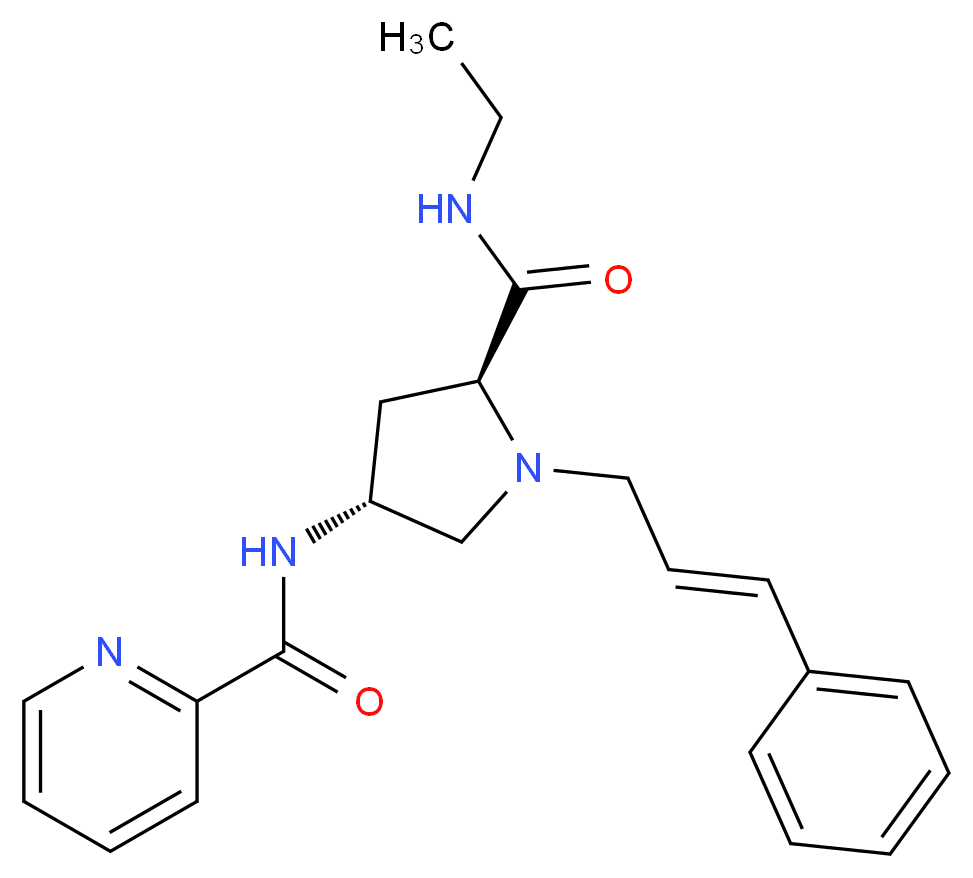 N-{(3R,5S)-5-[(ethylamino)carbonyl]-1-[(2E)-3-phenylprop-2-en-1-yl]pyrrolidin-3-yl}pyridine-2-carboxamide (non-preferred name)_分子结构_CAS_)