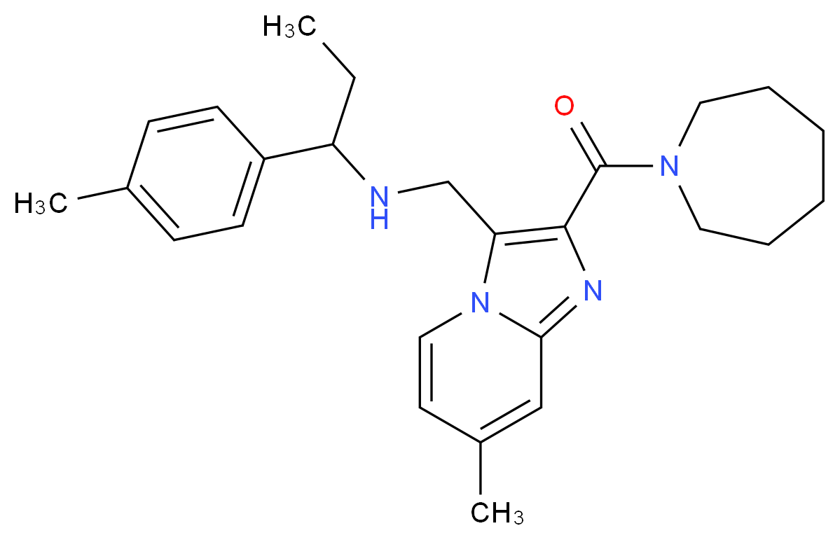 N-{[2-(1-azepanylcarbonyl)-7-methylimidazo[1,2-a]pyridin-3-yl]methyl}-1-(4-methylphenyl)-1-propanamine_分子结构_CAS_)