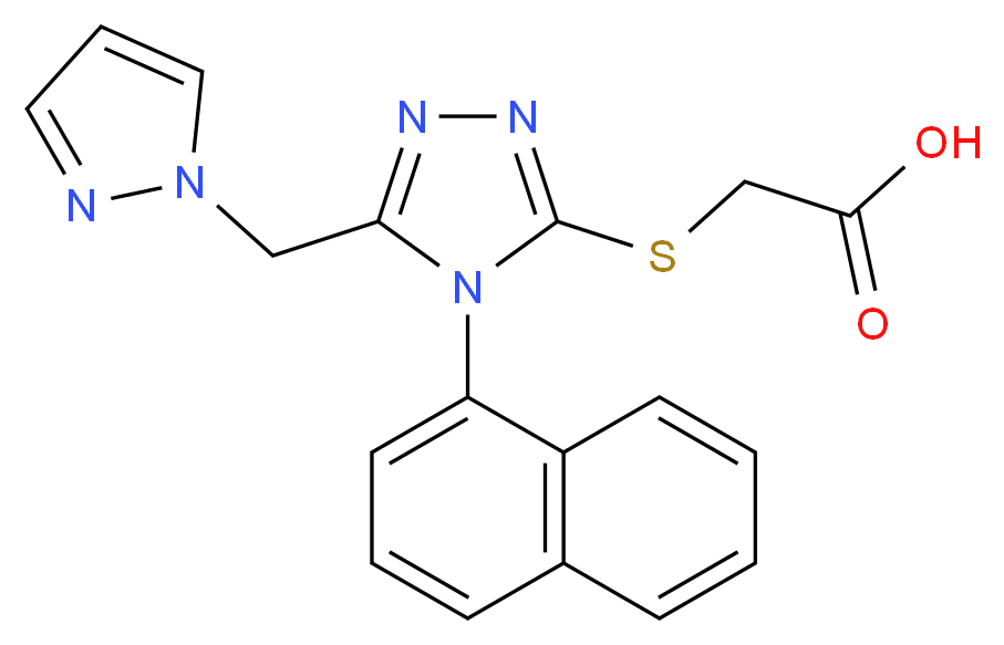 {[4-(1-naphthyl)-5-(1H-pyrazol-1-ylmethyl)-4H-1,2,4-triazol-3-yl]thio}acetic acid_分子结构_CAS_)