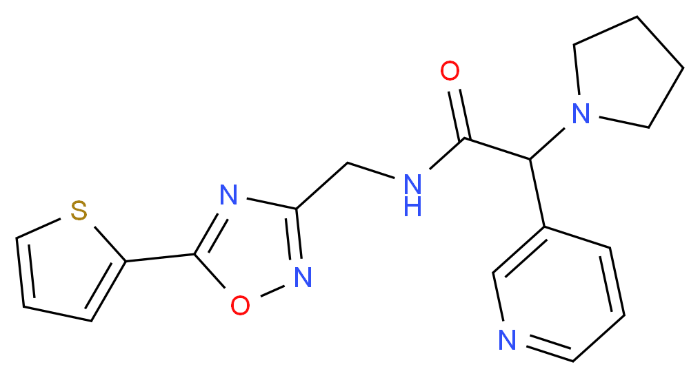 2-(3-pyridinyl)-2-(1-pyrrolidinyl)-N-{[5-(2-thienyl)-1,2,4-oxadiazol-3-yl]methyl}acetamide_分子结构_CAS_)