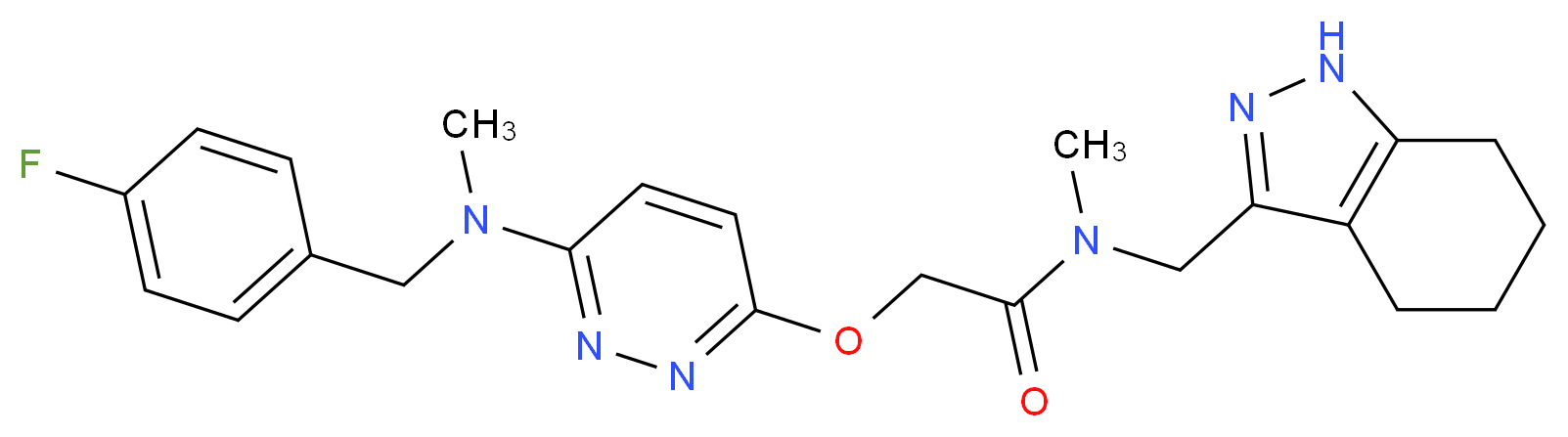 2-({6-[(4-fluorobenzyl)(methyl)amino]-3-pyridazinyl}oxy)-N-methyl-N-(4,5,6,7-tetrahydro-1H-indazol-3-ylmethyl)acetamide_分子结构_CAS_)