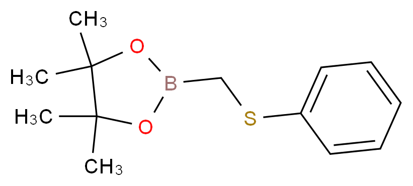 4,4,5,5-tetramethyl-2-[(phenylsulfanyl)methyl]-1,3,2-dioxaborolane_分子结构_CAS_66080-23-7