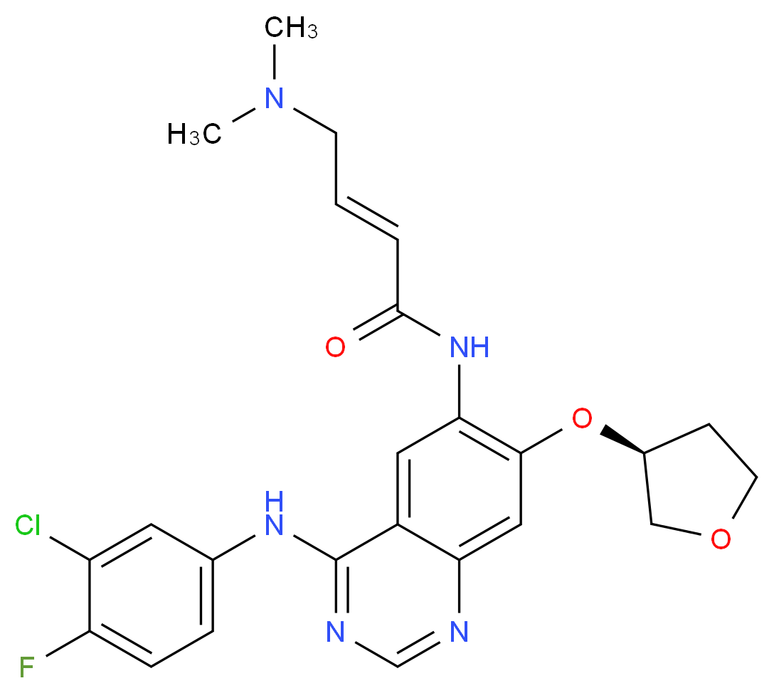 (2E)-N-{4-[(3-chloro-4-fluorophenyl)amino]-7-[(3S)-oxolan-3-yloxy]quinazolin-6-yl}-4-(dimethylamino)but-2-enamide_分子结构_CAS_850140-72-6