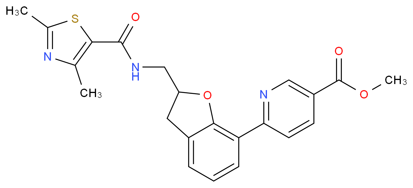 methyl 6-[2-({[(2,4-dimethyl-1,3-thiazol-5-yl)carbonyl]amino}methyl)-2,3-dihydro-1-benzofuran-7-yl]nicotinate_分子结构_CAS_)