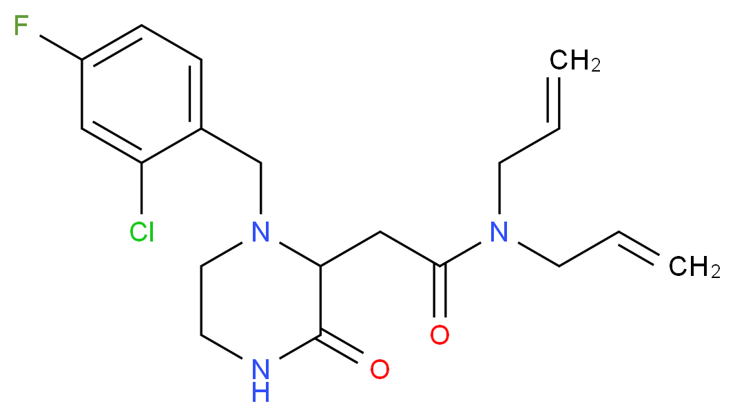 N,N-diallyl-2-[1-(2-chloro-4-fluorobenzyl)-3-oxo-2-piperazinyl]acetamide_分子结构_CAS_)